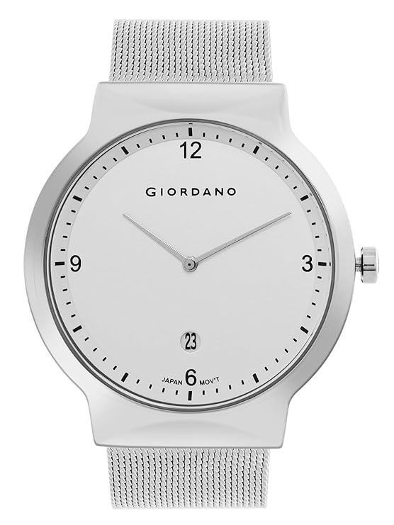 Giordano Analog Casual Round dial Wrist Watch for Men with mesh Metal Strap and Date Window | GZ-50057-11 - Image 3