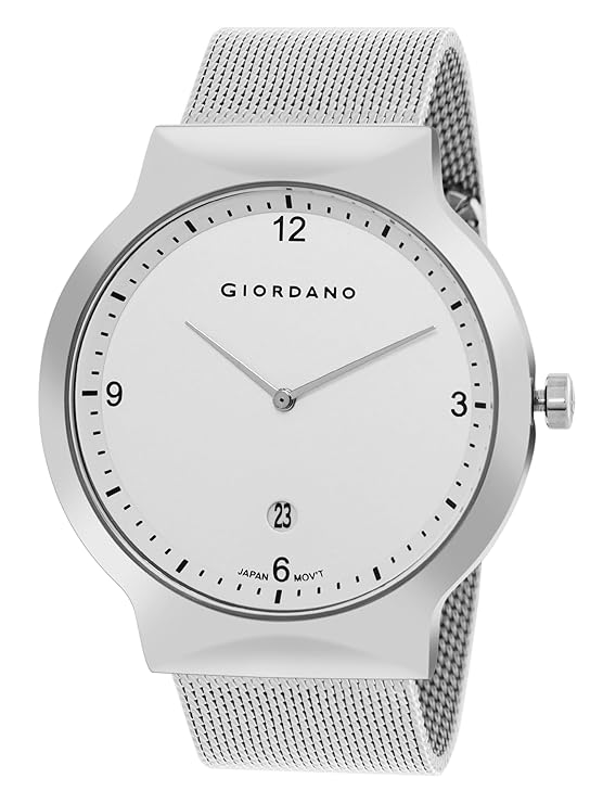 Giordano Analog Casual Round dial Wrist Watch for Men with mesh Metal Strap and Date Window | GZ-50057-11 - Image 4