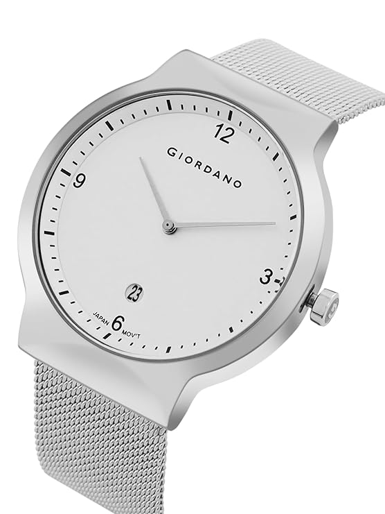Giordano Analog Casual Round dial Wrist Watch for Men with mesh Metal Strap and Date Window | GZ-50057-11 - Image 5