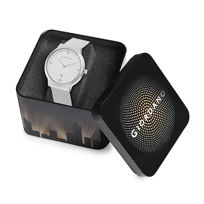 Giordano Analog Casual Round dial Wrist Watch for Men with mesh Metal Strap and Date Window | GZ-50057-11 - Image 8