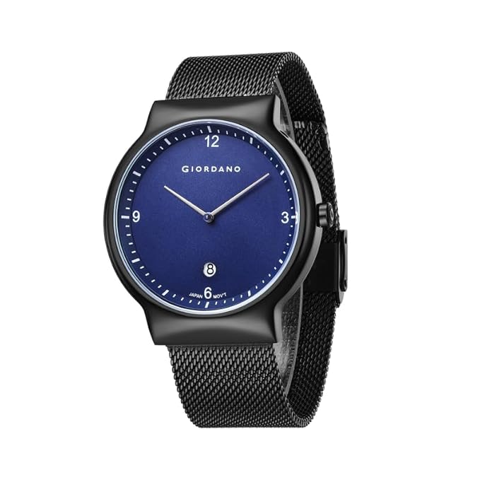 Giordano Analog Casual Round dial Wrist Watch for Men with mesh Metal Strap and Date Window | GZ-50057-22 - Image 4