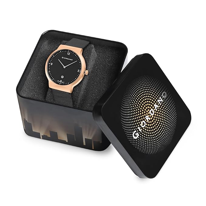 Giordano Analog Casual Round dial Wrist Watch for Men with mesh Metal Strap and Date Window | GZ-50057-33 - Image 4