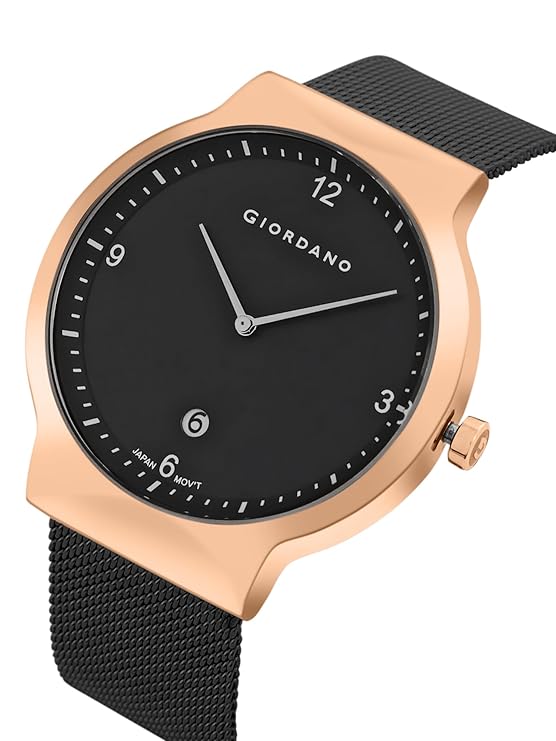 Giordano Analog Casual Round dial Wrist Watch for Men with mesh Metal Strap and Date Window | GZ-50057-33 - Image 5