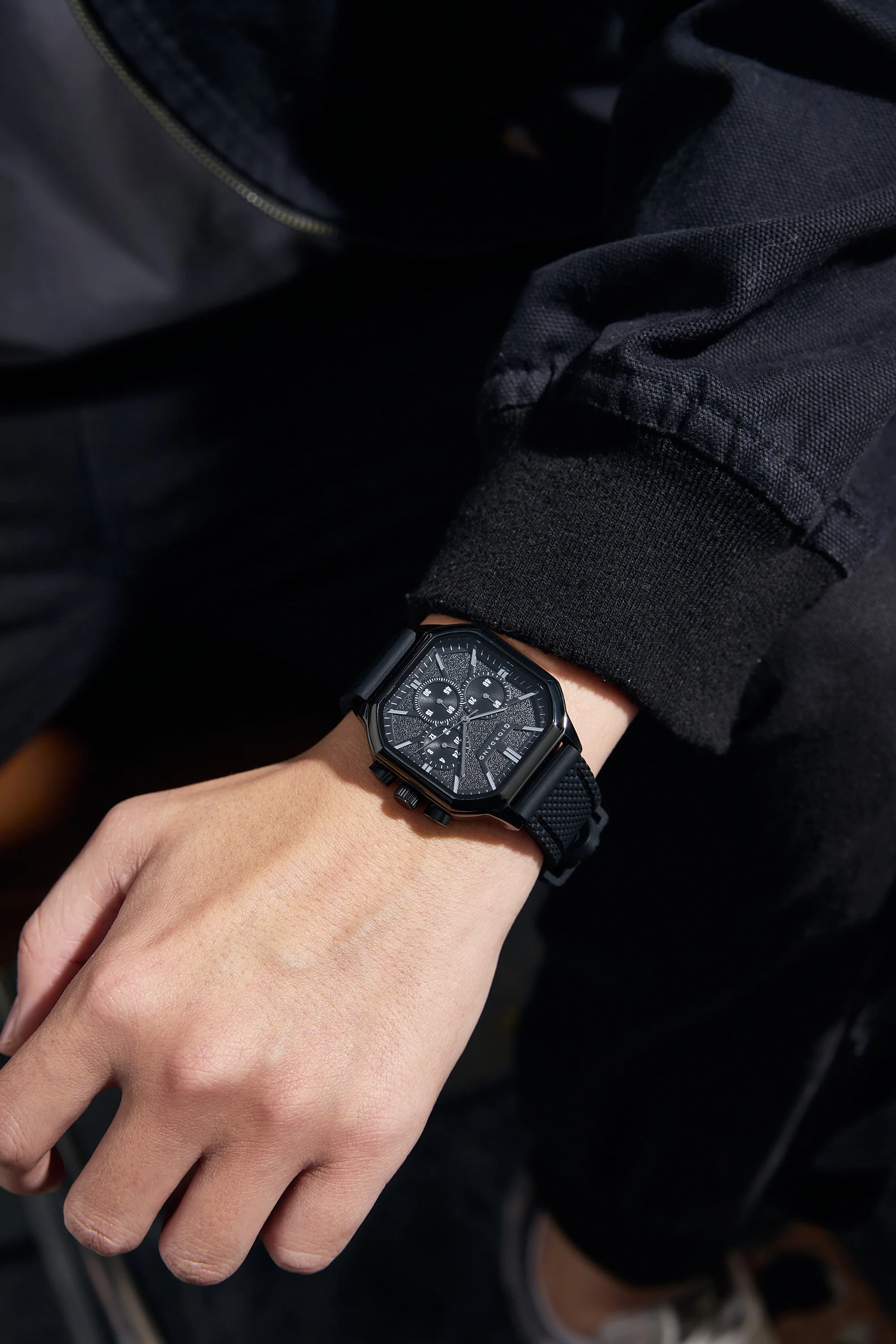 Giordano Analog Chronograph Watch for Men with Square Dial, Multi-Function Subdials, Quartz Movement and Silicone Strap - GZ-50171-11 - Image 2