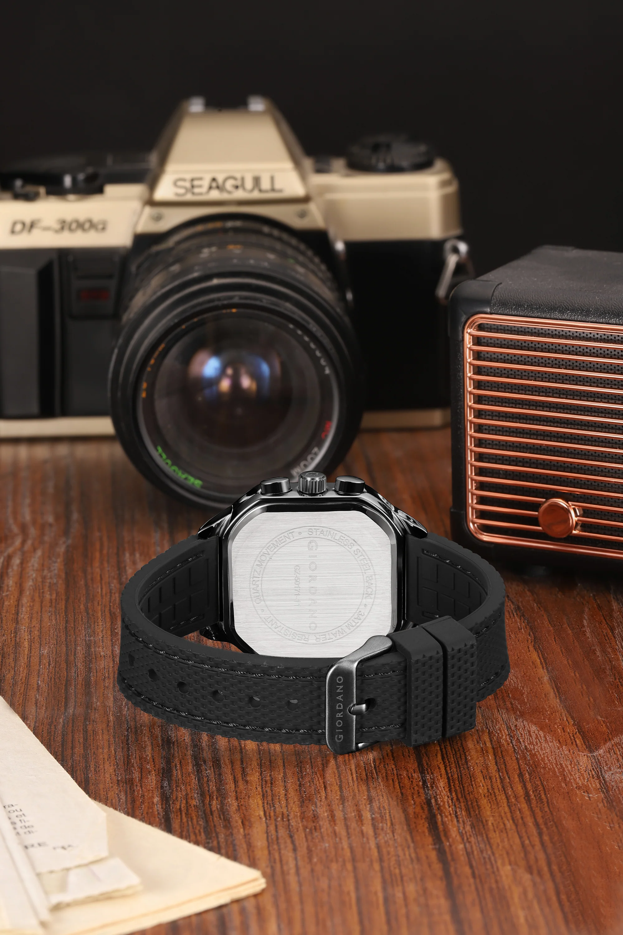 Giordano Analog Chronograph Watch for Men with Square Dial, Multi-Function Subdials, Quartz Movement and Silicone Strap - GZ-50171-11 - Image 4
