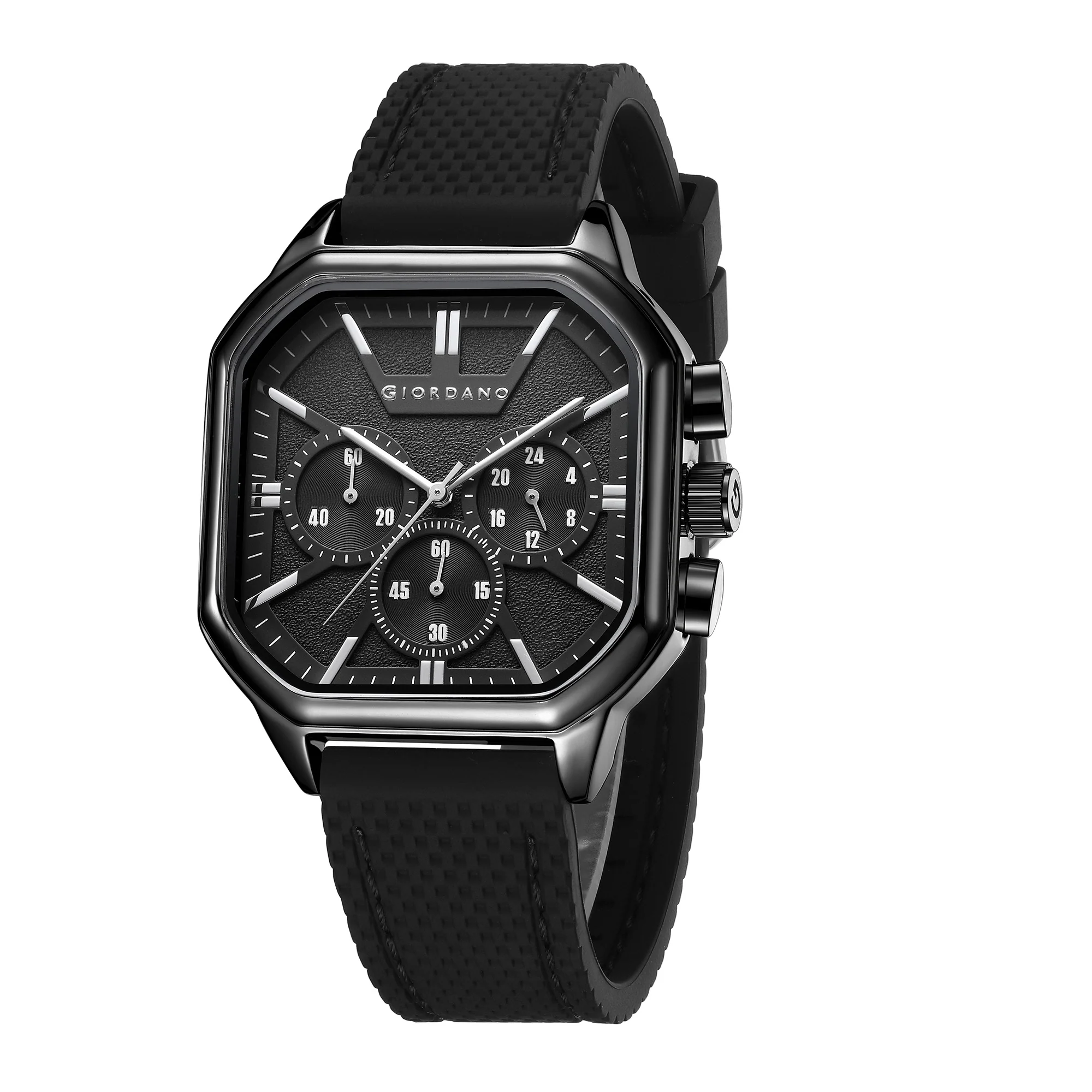 Giordano Analog Chronograph Watch for Men with Square Dial, Multi-Function Subdials, Quartz Movement and Silicone Strap - GZ-50171-11 - Image 5
