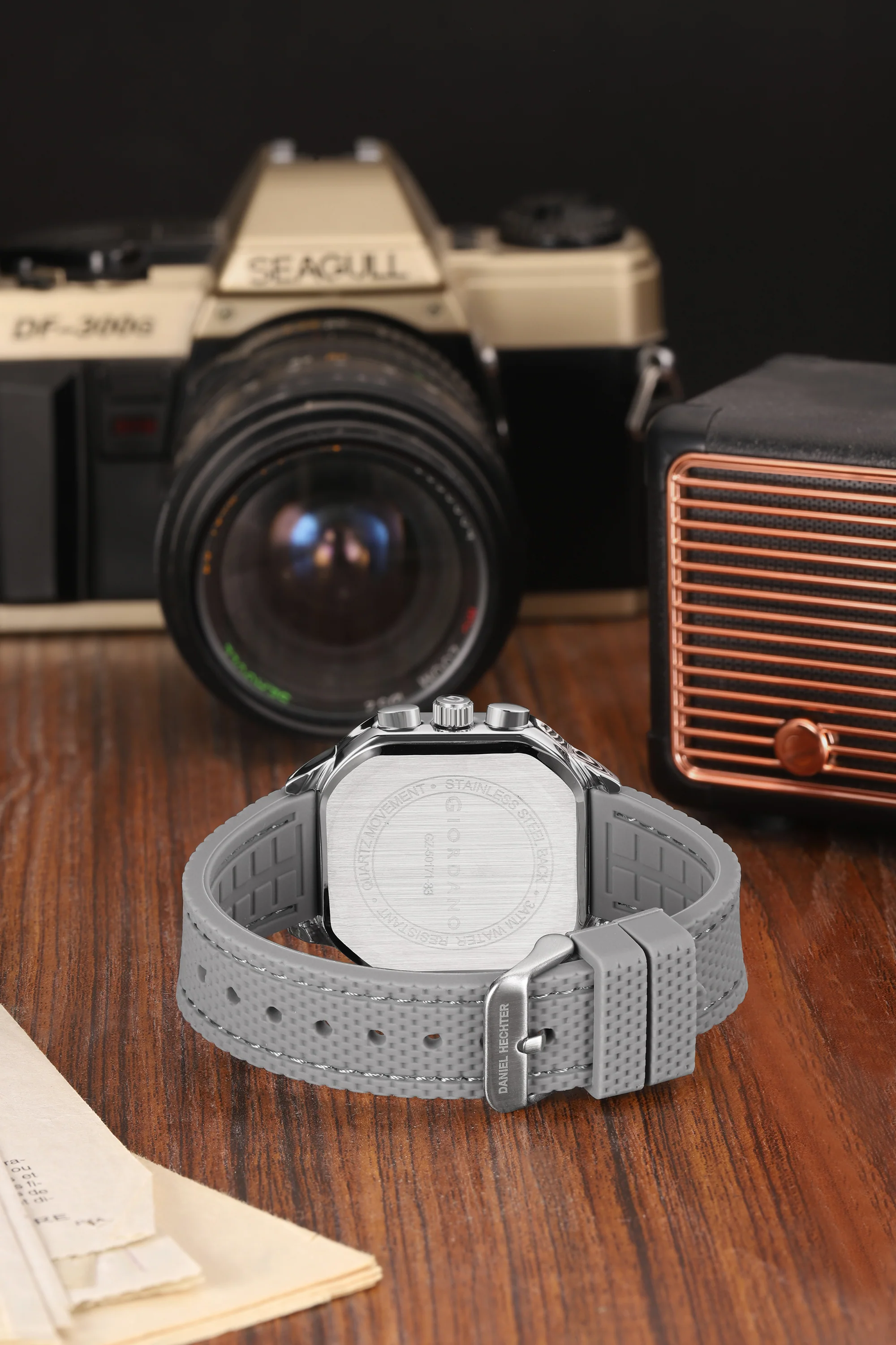 Giordano Analog Chronograph Watch for Men with Square Dial, Multi-Function Subdials, Quartz Movement and Silicone Strap - GZ-50171-22 - Image 4