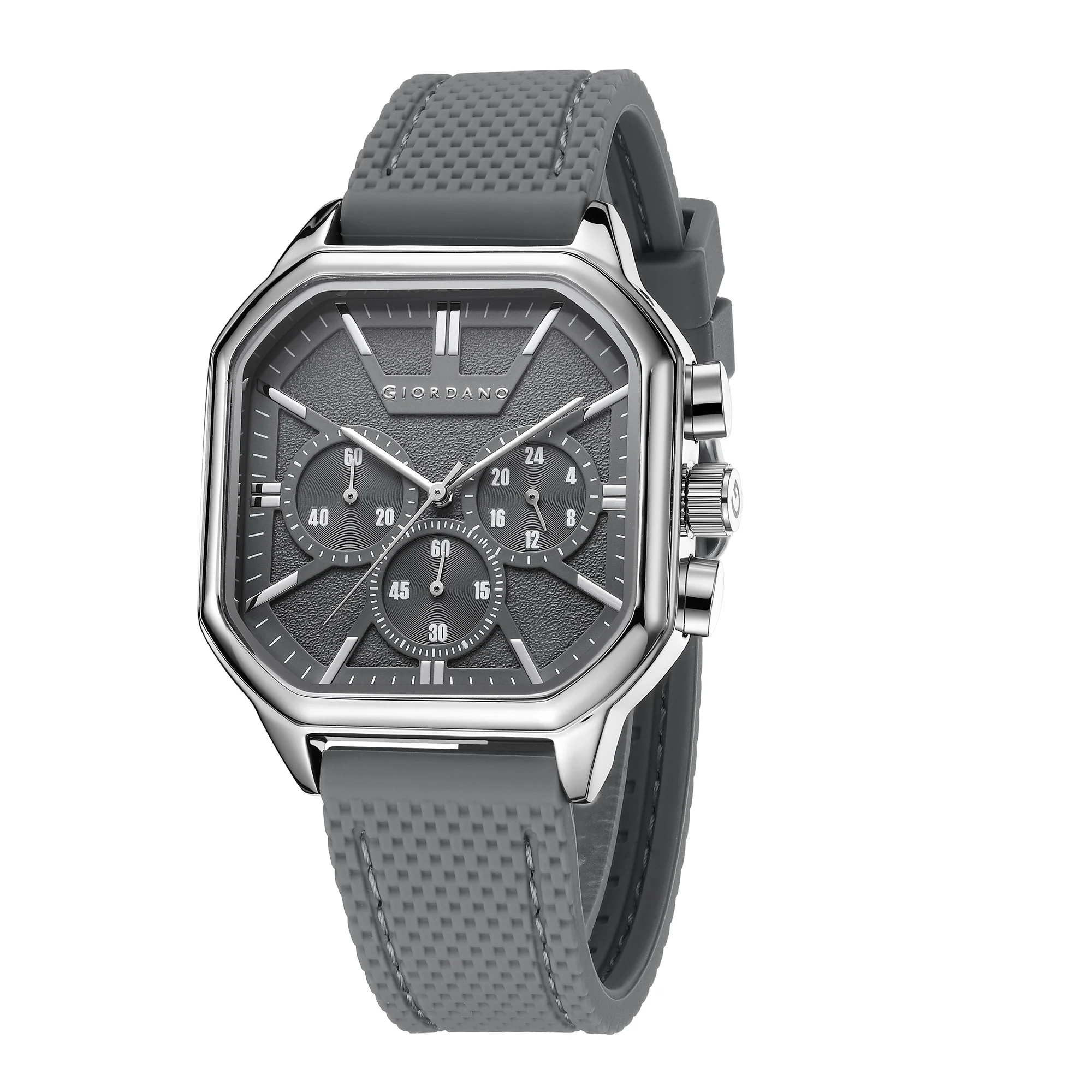 Giordano Analog Chronograph Watch for Men with Square Dial, Multi-Function Subdials, Quartz Movement and Silicone Strap - GZ-50171-22 - Image 5
