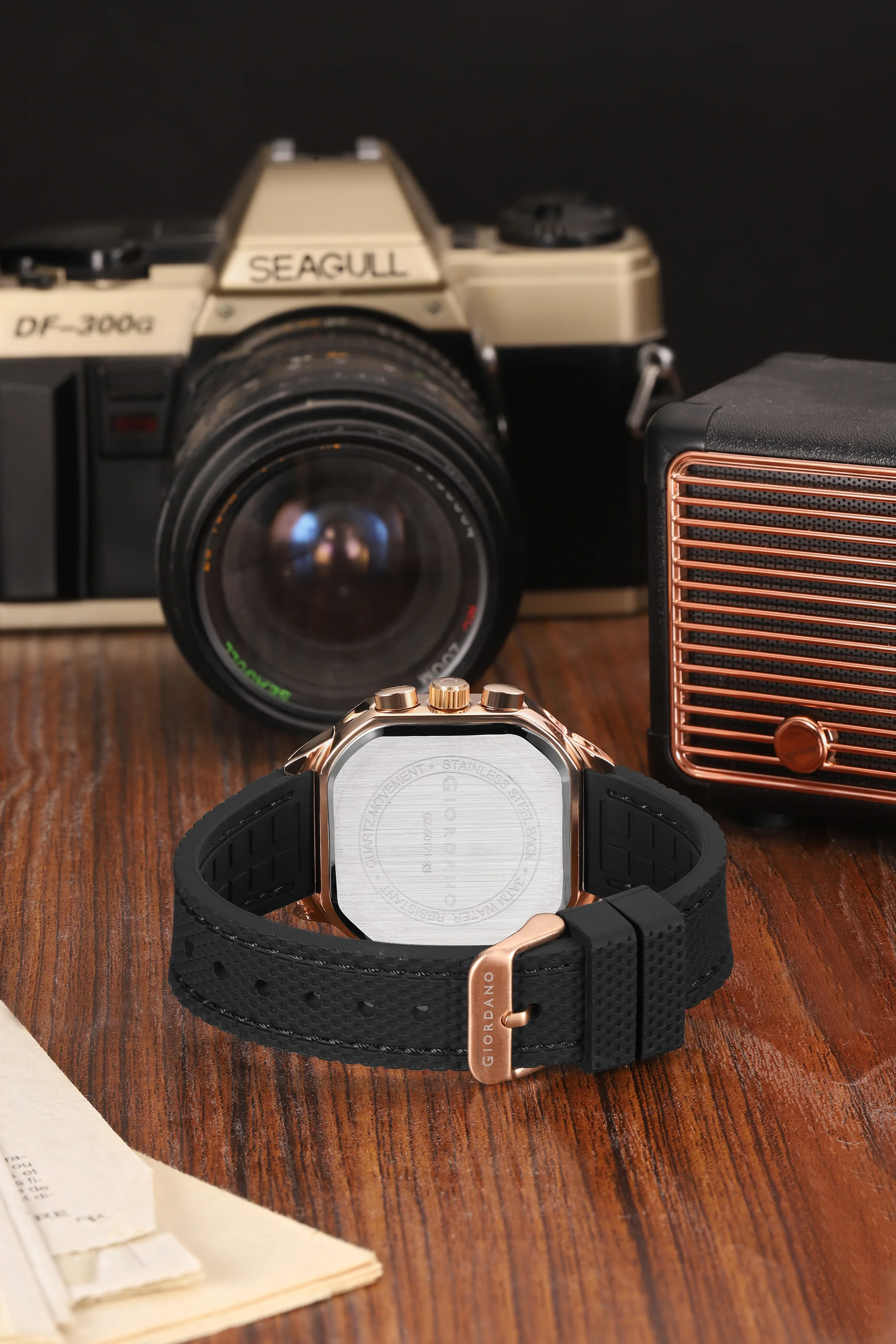 Giordano Analog Chronograph Watch for Men with Square Dial, Multi-Function Subdials, Quartz Movement and Silicone Strap - GZ-50171-33 - Image 4