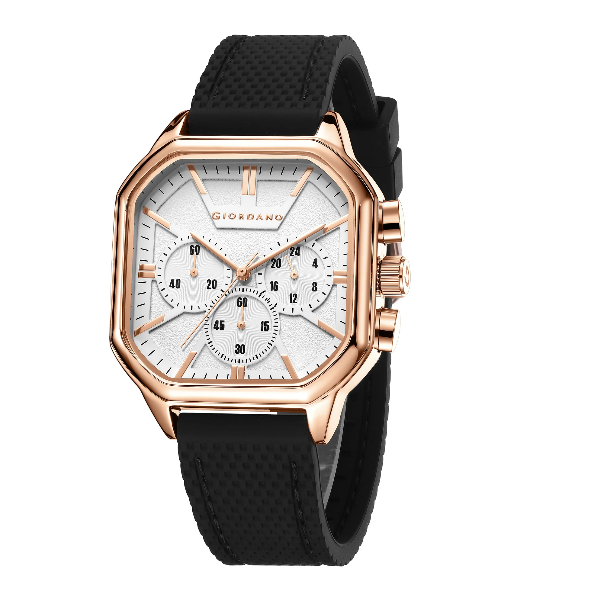 Giordano Analog Chronograph Watch for Men with Square Dial, Multi-Function Subdials, Quartz Movement and Silicone Strap - GZ-50171-33 - Image 5