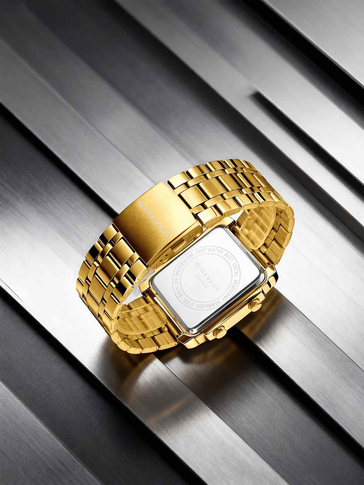 Giordano Analog-Digital Quartz Watch for Men with LED Light, 3-Time Display, Date Function, 30M Water Resistance & Stainless Steel Strap - GZ-50184-22 - Image 4