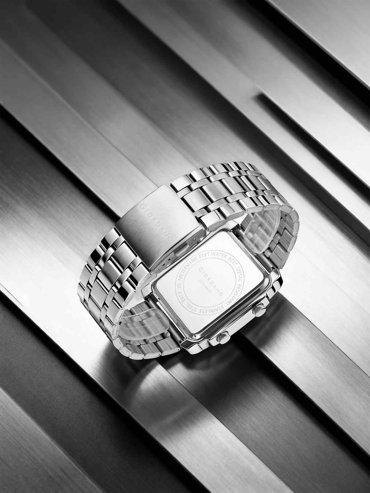 Giordano Analog-Digital Quartz Watch for Men with LED Light, 3-Time Display, Date Function, 30M Water Resistance & Stainless Steel Strap - GZ-50184-33 - Image 5