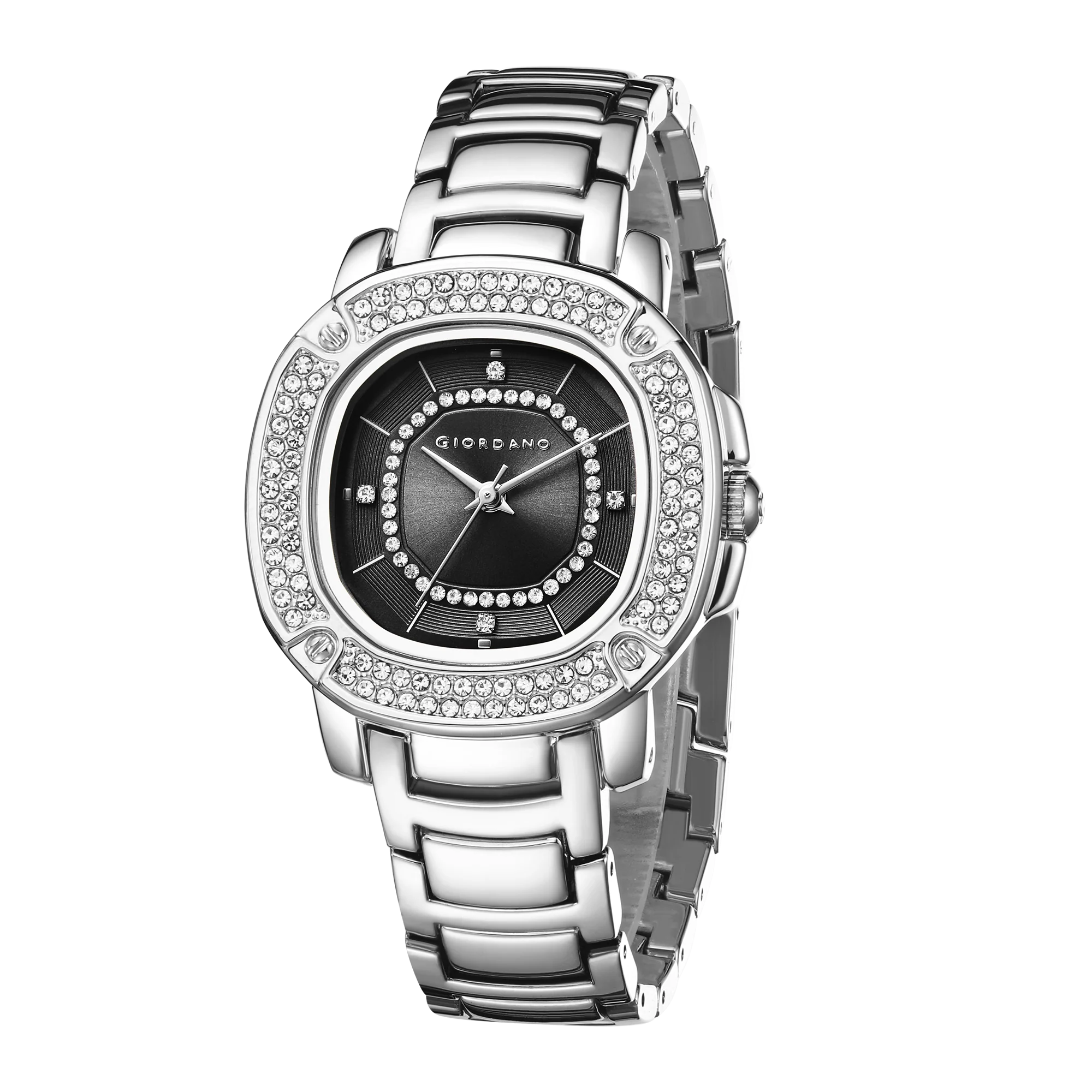 Giordano Analog dress Watch for Women with square dial , Crystal-Accented Bezel and stainless steel strap | GZ-60109-11 - Image 4