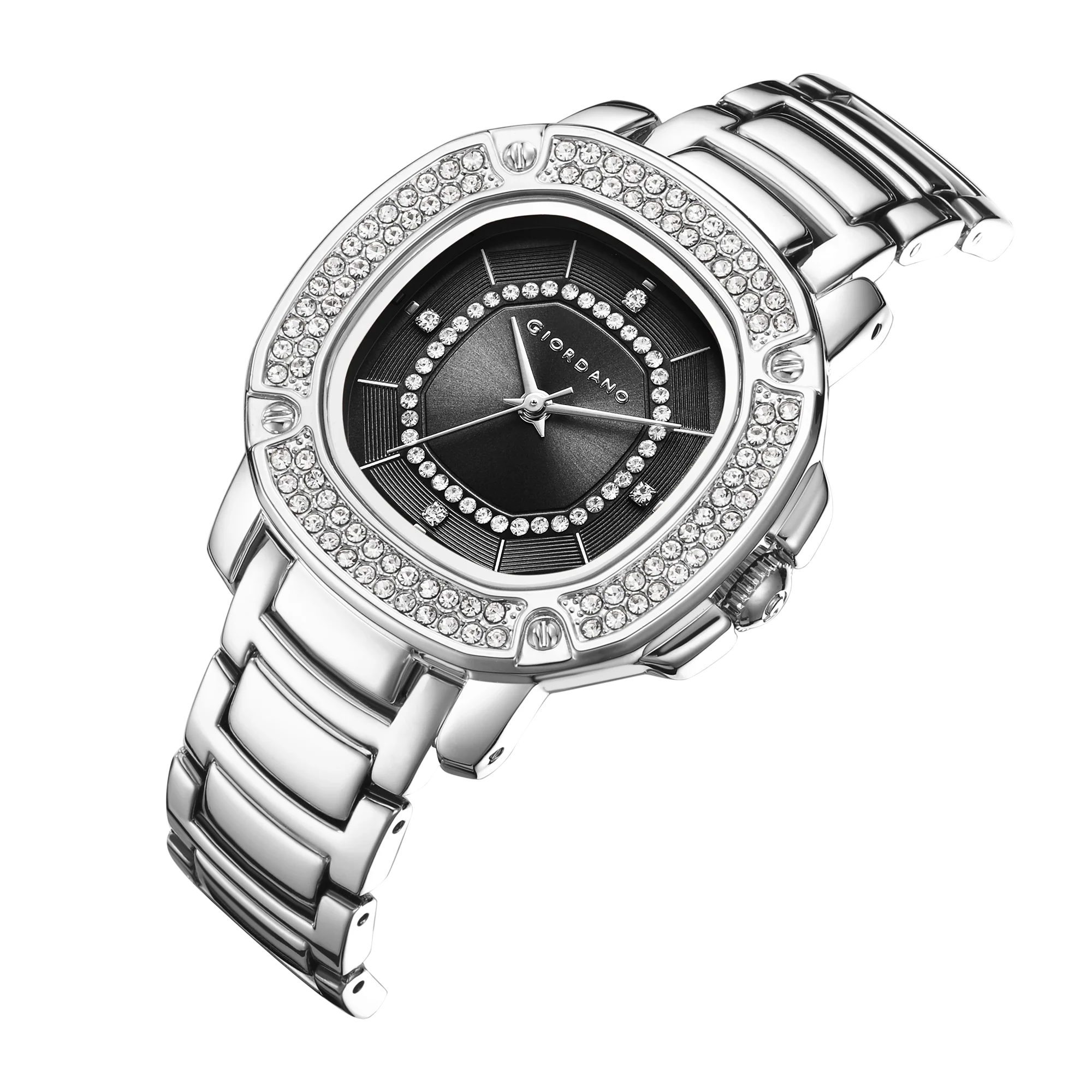 Giordano Analog dress Watch for Women with square dial , Crystal-Accented Bezel and stainless steel strap | GZ-60109-11 - Image 5