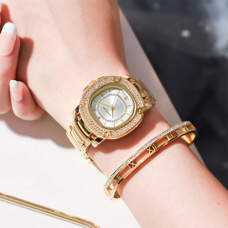 Giordano Analog dress Watch for Women with square dial , Crystal-Accented Bezel and stainless steel strap | GZ-60109-22 - Image 3