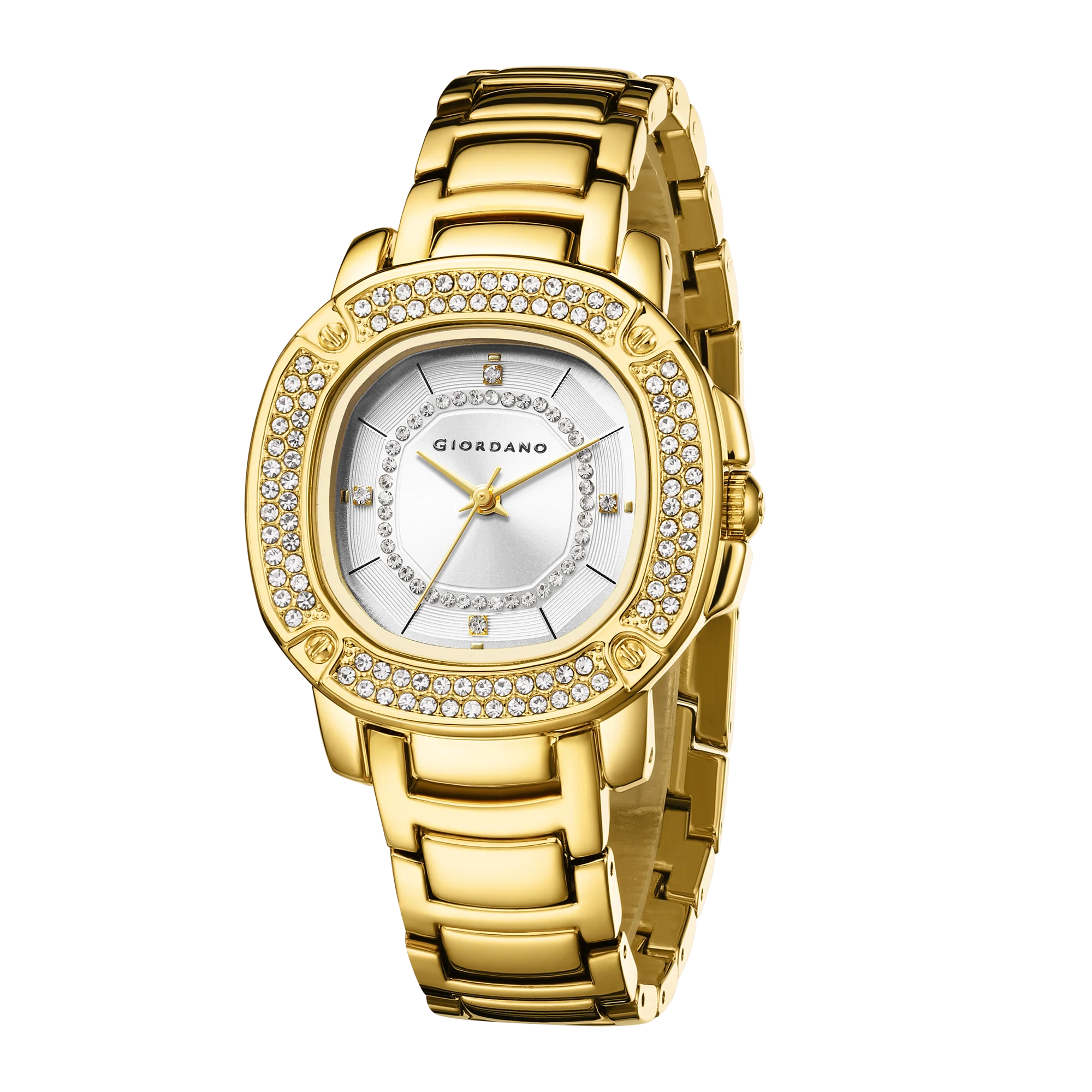 Giordano Analog dress Watch for Women with square dial , Crystal-Accented Bezel and stainless steel strap | GZ-60109-22 - Image 5