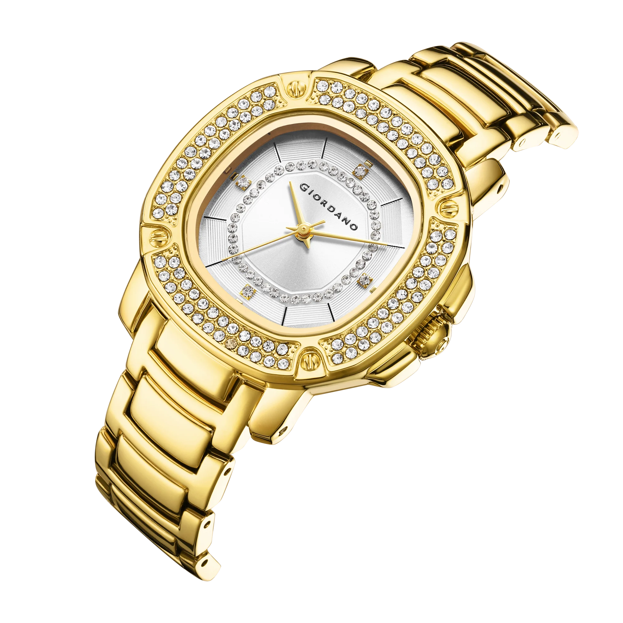 Giordano Analog dress Watch for Women with square dial , Crystal-Accented Bezel and stainless steel strap | GZ-60109-22 - Image 6