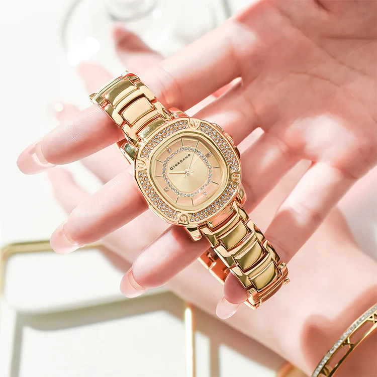 Giordano Analog dress Watch for Women with square dial , Crystal-Accented Bezel and stainless steel strap | GZ-60109-33 - Image 3