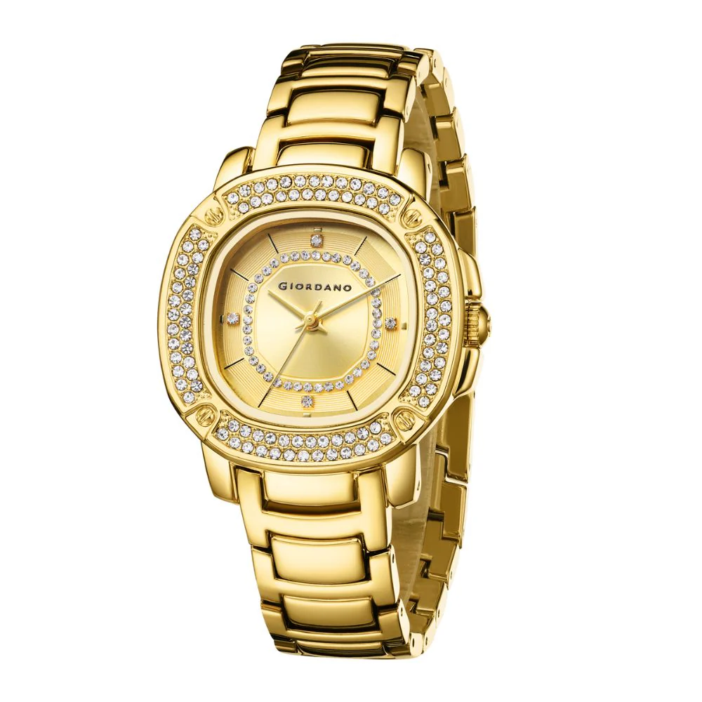 Giordano Analog dress Watch for Women with square dial , Crystal-Accented Bezel and stainless steel strap | GZ-60109-33 - Image 5
