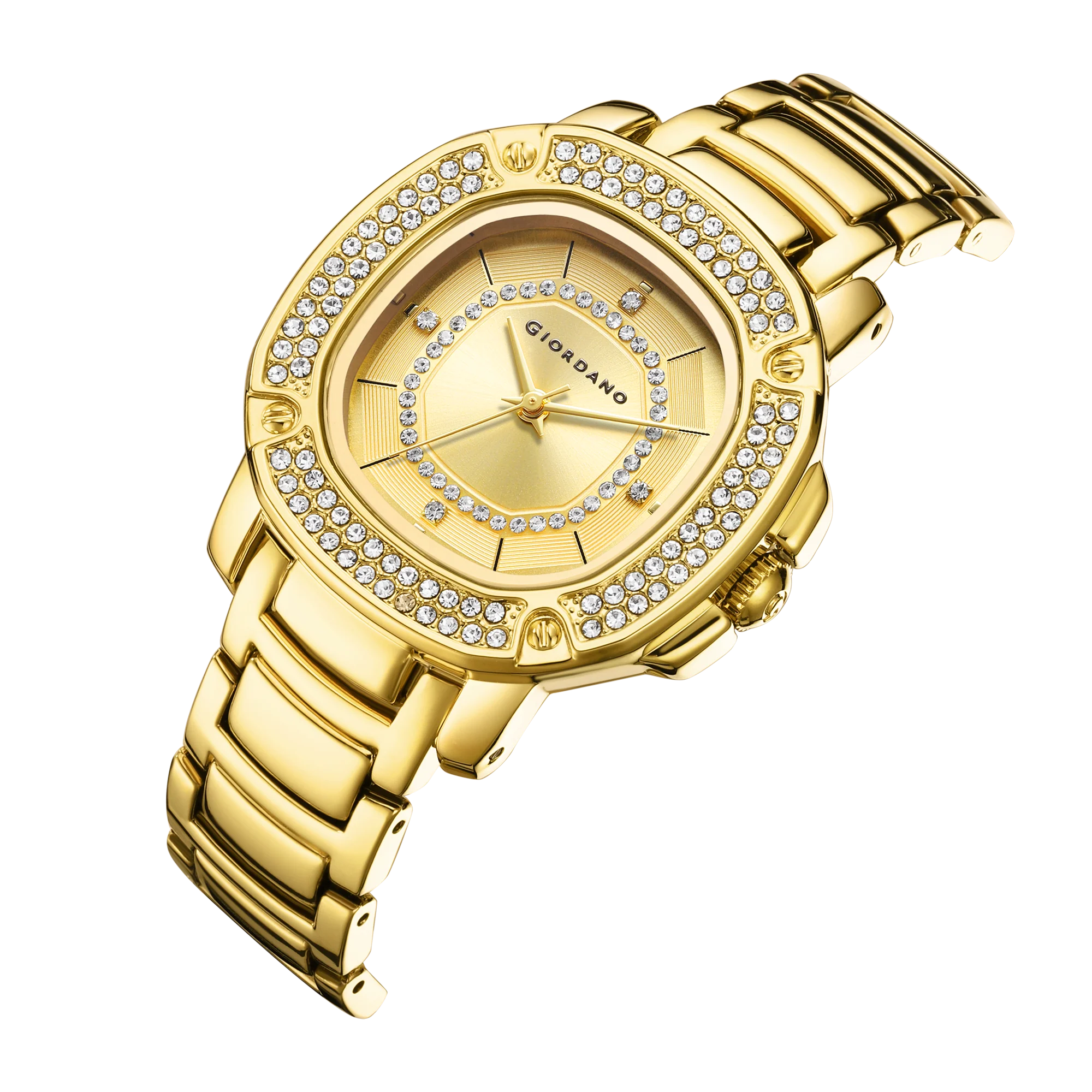 Giordano Analog dress Watch for Women with square dial , Crystal-Accented Bezel and stainless steel strap | GZ-60109-33 - Image 6