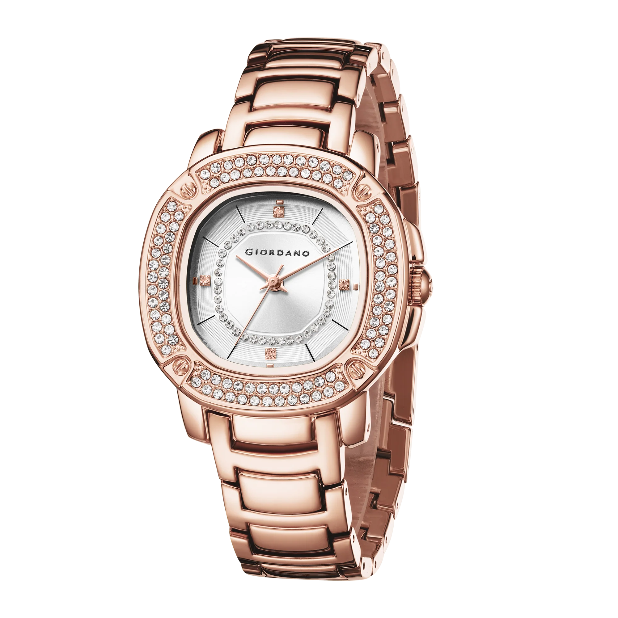 Giordano Analog dress Watch for Women with square dial , Crystal-Accented Bezel and stainless steel strap | GZ-60109-44 - Image 5