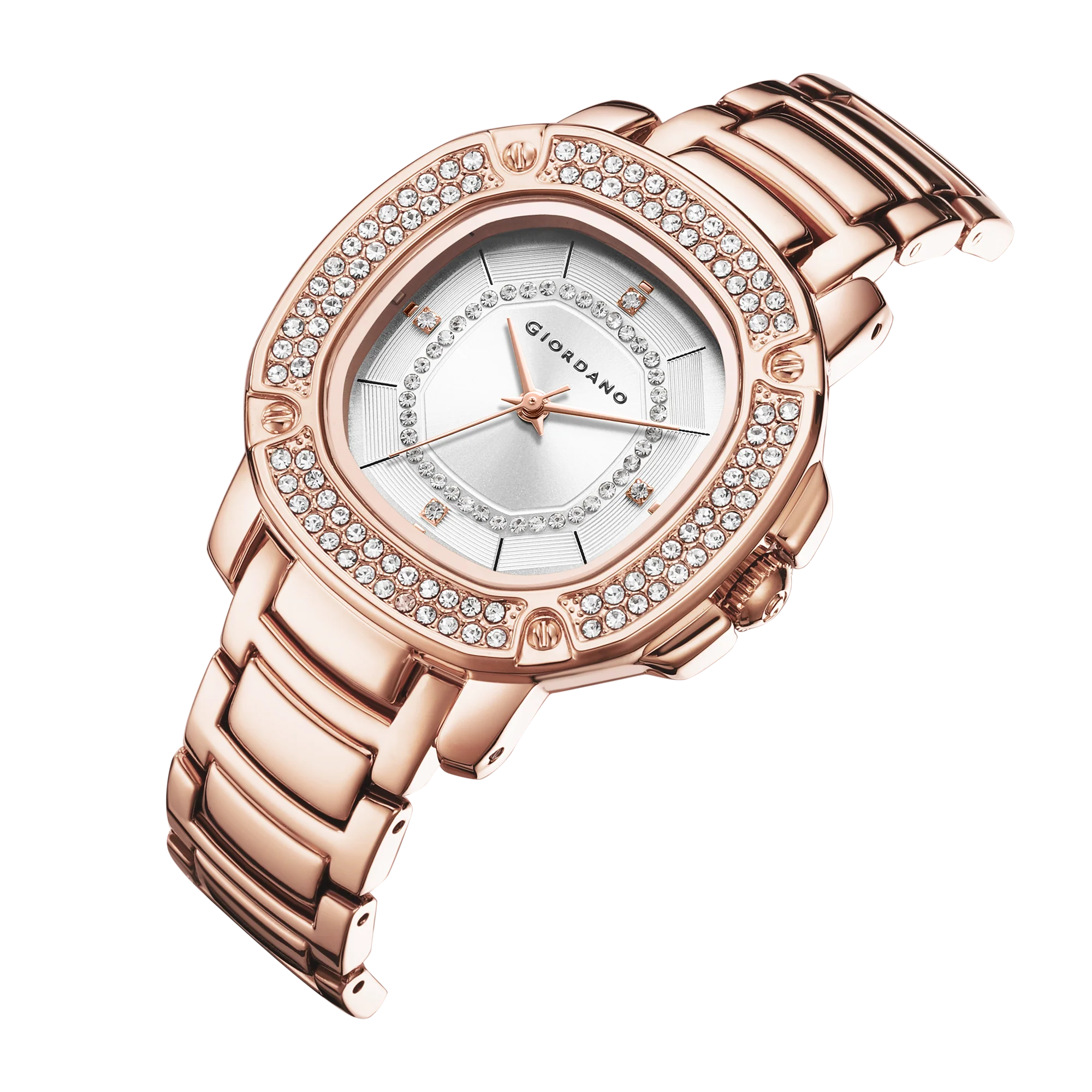 Giordano Analog dress Watch for Women with square dial , Crystal-Accented Bezel and stainless steel strap | GZ-60109-44 - Image 6