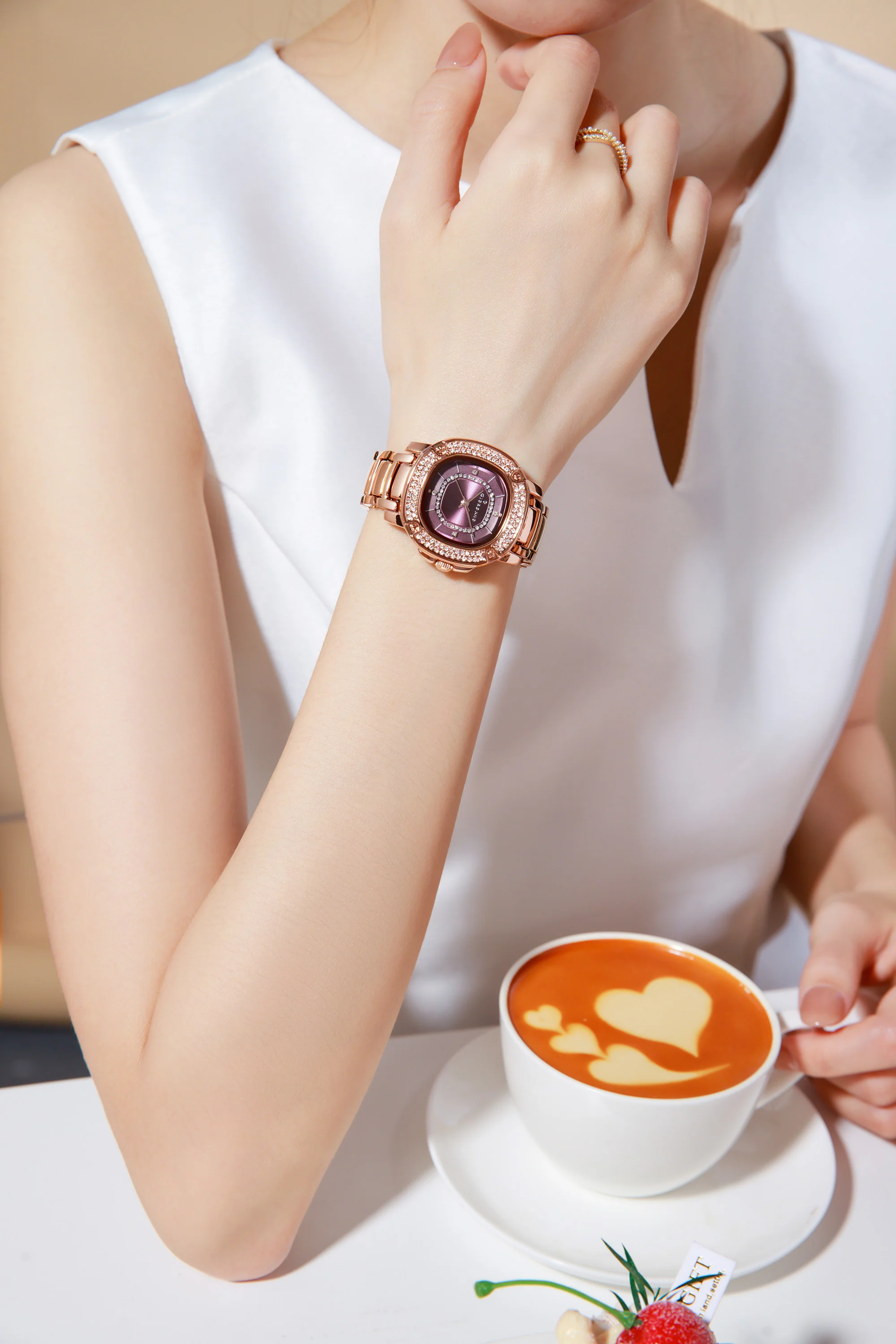 Giordano Analog dress Watch for Women with square dial , Crystal-Accented Bezel and stainless steel strap | GZ-60109-55 - Image 2