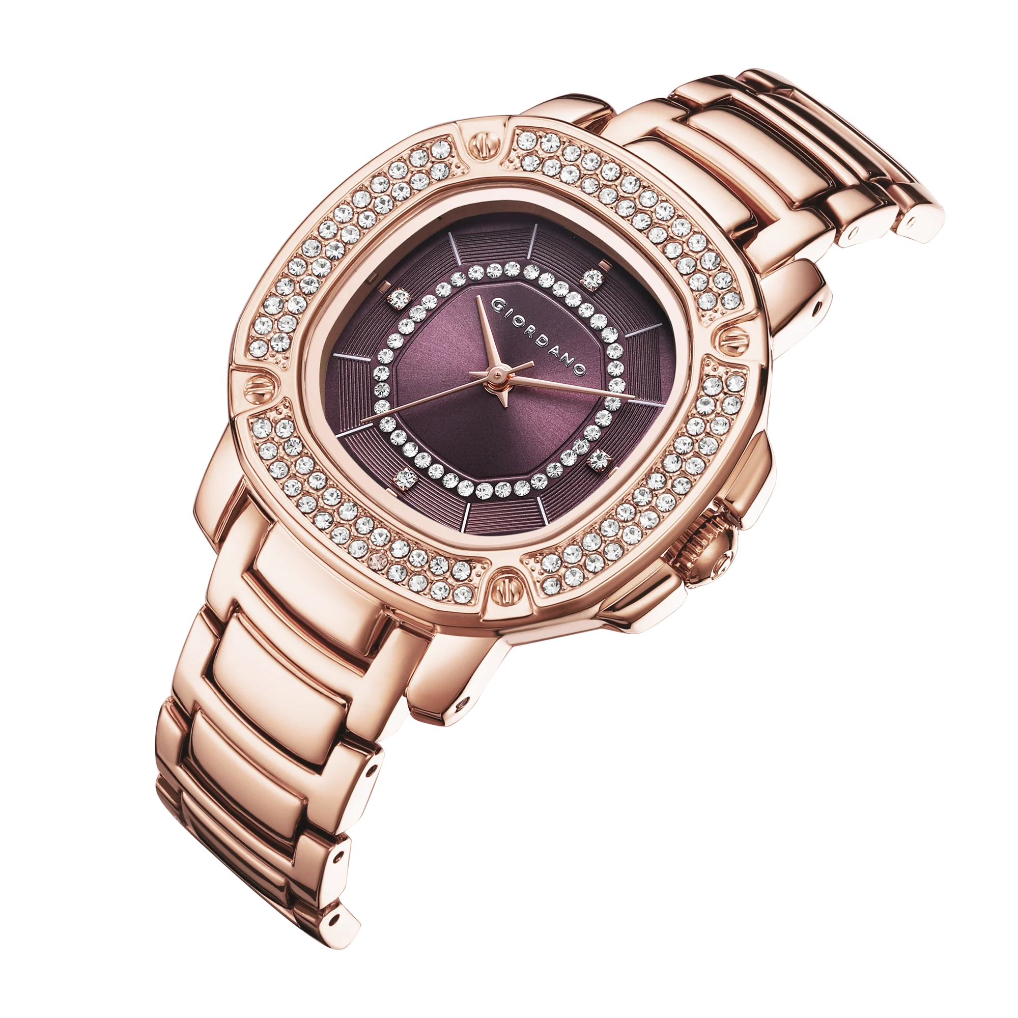 Giordano Analog dress Watch for Women with square dial , Crystal-Accented Bezel and stainless steel strap | GZ-60109-55 - Image 7