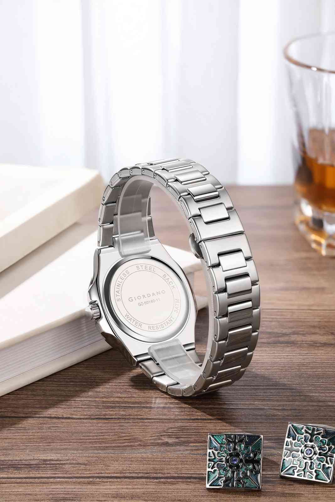 Giordano Analog Multifunction Watch for Men – Textured Dial with Cushion Case, Small Seconds Sub-Dial, Stainless Steel Strap & Date Display GZ-50160-11 - Image 4