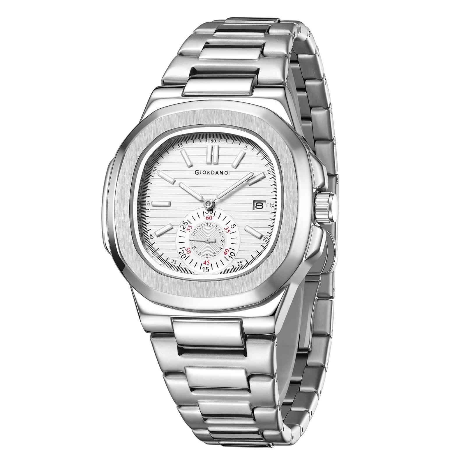 Giordano Analog Multifunction Watch for Men – Textured Dial with Cushion Case, Small Seconds Sub-Dial, Stainless Steel Strap & Date Display GZ-50160-22 - Image 5