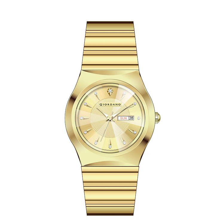 Giordano Analog Pair Watch For Unisex With Round Dial, Crystal Indices , Date Display And Stainless Steel Strap GZ-990-SET-11 - Image 6