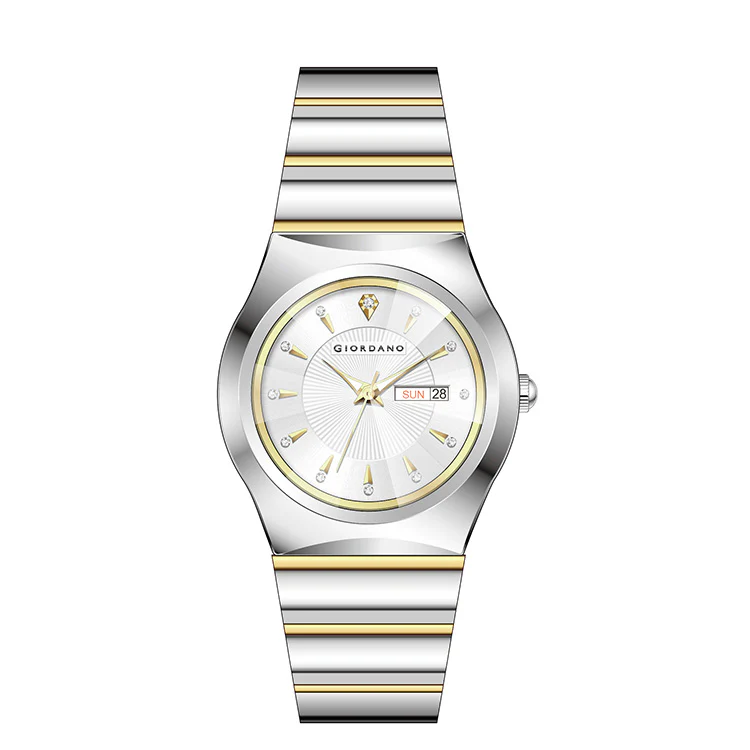 Giordano Analog Pair Watch For Unisex With Round Dial, Crystal Indices , Date Display And Stainless Steel Strap GZ-990-SET-22 - Image 6
