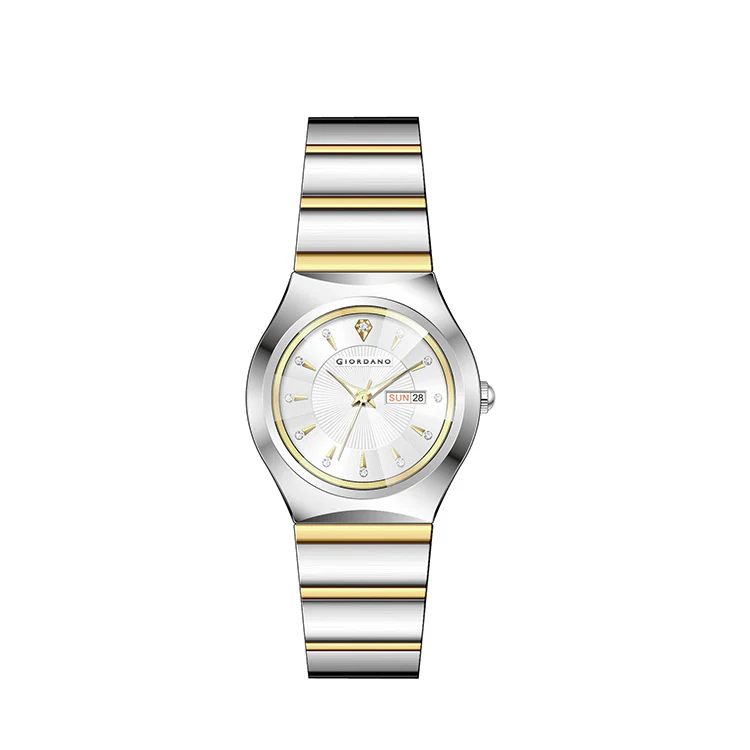 Giordano Analog Pair Watch For Unisex With Round Dial, Crystal Indices , Date Display And Stainless Steel Strap GZ-990-SET-22 - Image 7
