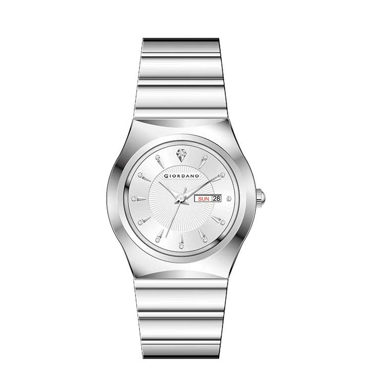 Giordano Analog Pair Watch For Unisex With Round Dial, Crystal Indices , Date Display And Stainless Steel Strap GZ-990-SET-33 - Image 6