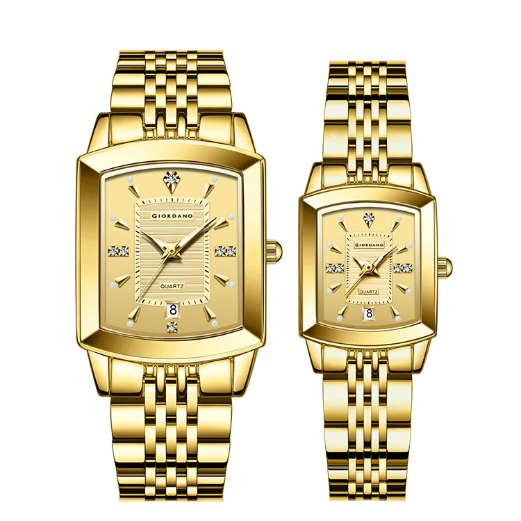 Giordano Analog Pair Watch For Unisex With Round Dial, Crystal Indices , Date Display And Stainless Steel Strap GZ-991-SET-11 - Image 5