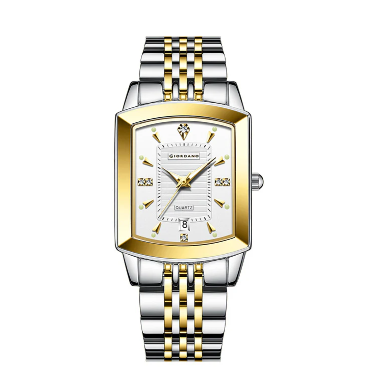 Giordano Analog Pair Watch For Unisex With Round Dial, Crystal Indices , Date Display And Stainless Steel Strap GZ-991-SET-22 - Image 7