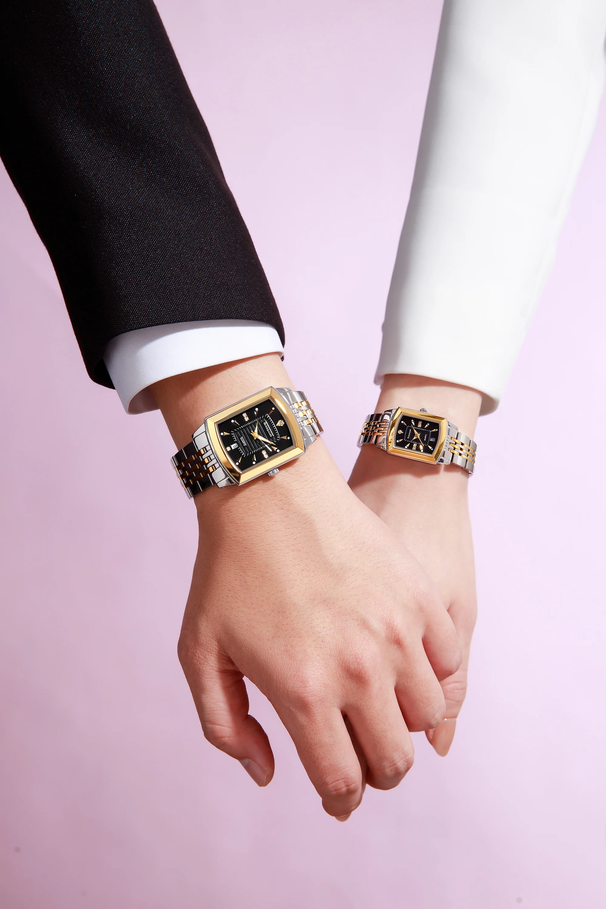 Giordano Analog Pair Watch For Unisex With Round Dial, Crystal Indices , Date Display And Stainless Steel Strap GZ-991-SET-33 - Image 3