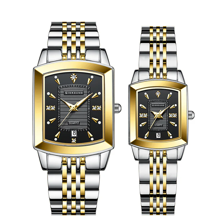 Giordano Analog Pair Watch For Unisex With Round Dial, Crystal Indices , Date Display And Stainless Steel Strap GZ-991-SET-33 - Image 5