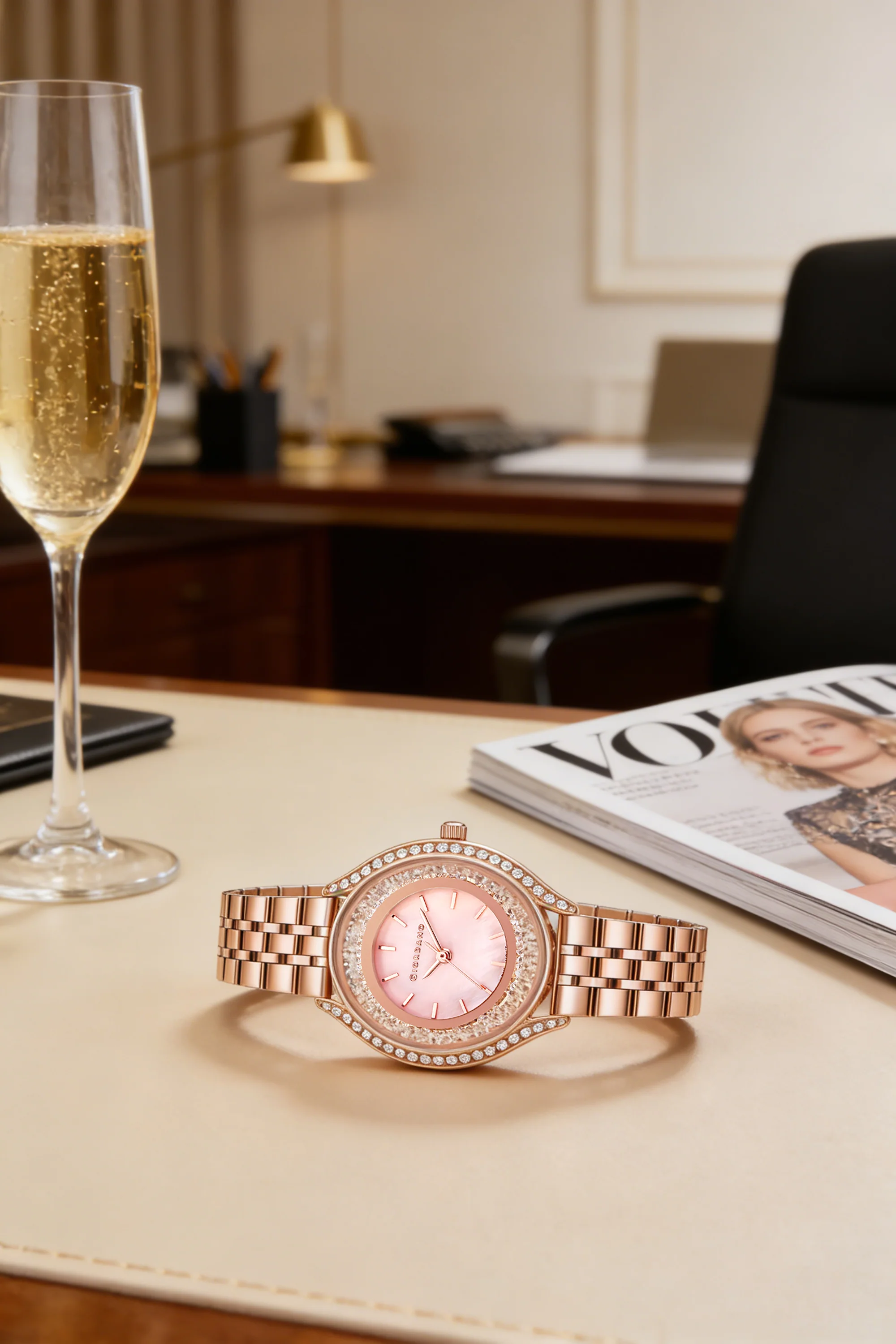 Giordano Analog Quartz Watch & Bangle Set for Women with Round Dial, Crystal-Studded Case, Stainless Steel Strap and Water Resistance - GZ-60146-22 - Image 5
