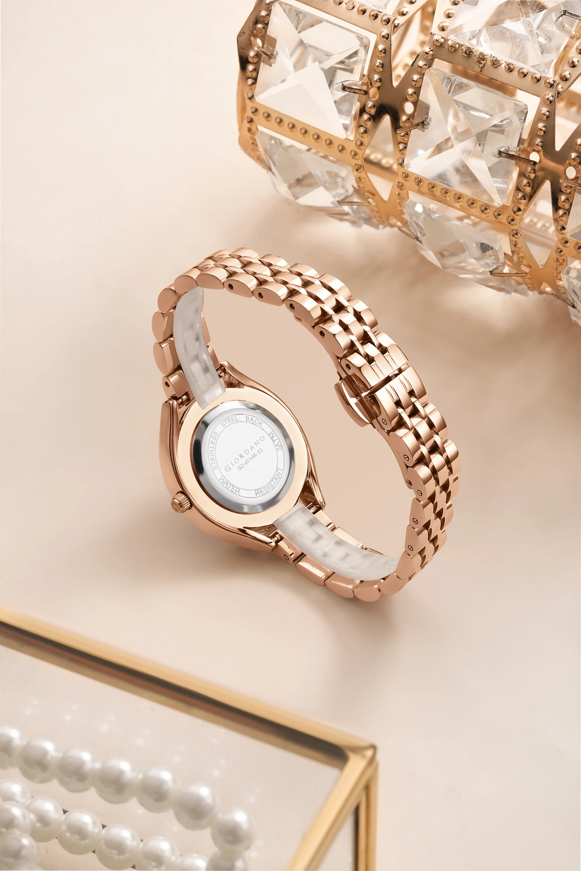 Giordano Analog Quartz Watch & Bangle Set for Women with Round Dial, Crystal-Studded Case, Stainless Steel Strap and Water Resistance - GZ-60146-22 - Image 9