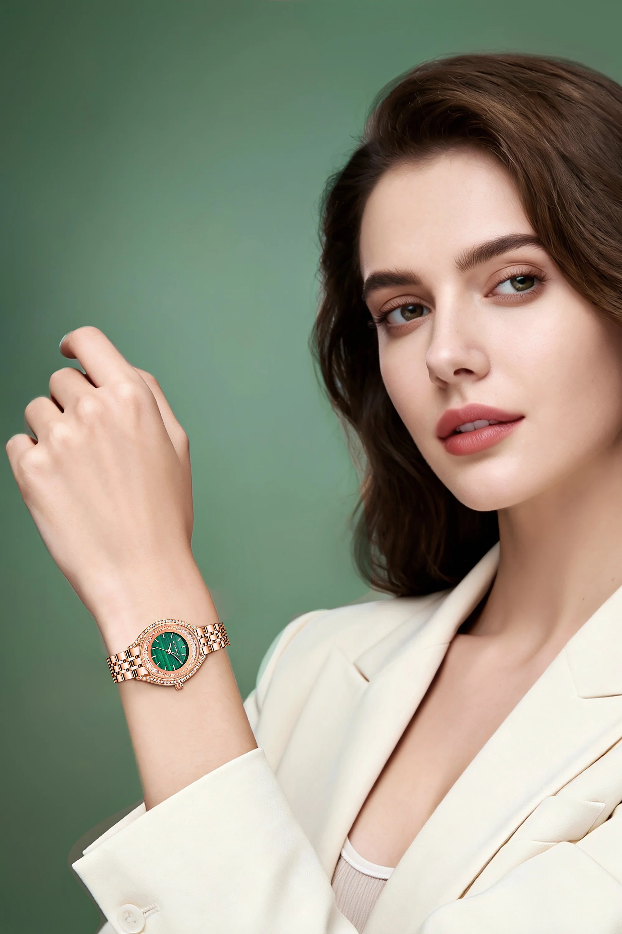 Giordano Analog Quartz Watch & Bangle Set for Women with Round Dial, Crystal-Studded Case, Stainless Steel Strap and Water Resistance - GZ-60146-33 - Image 7