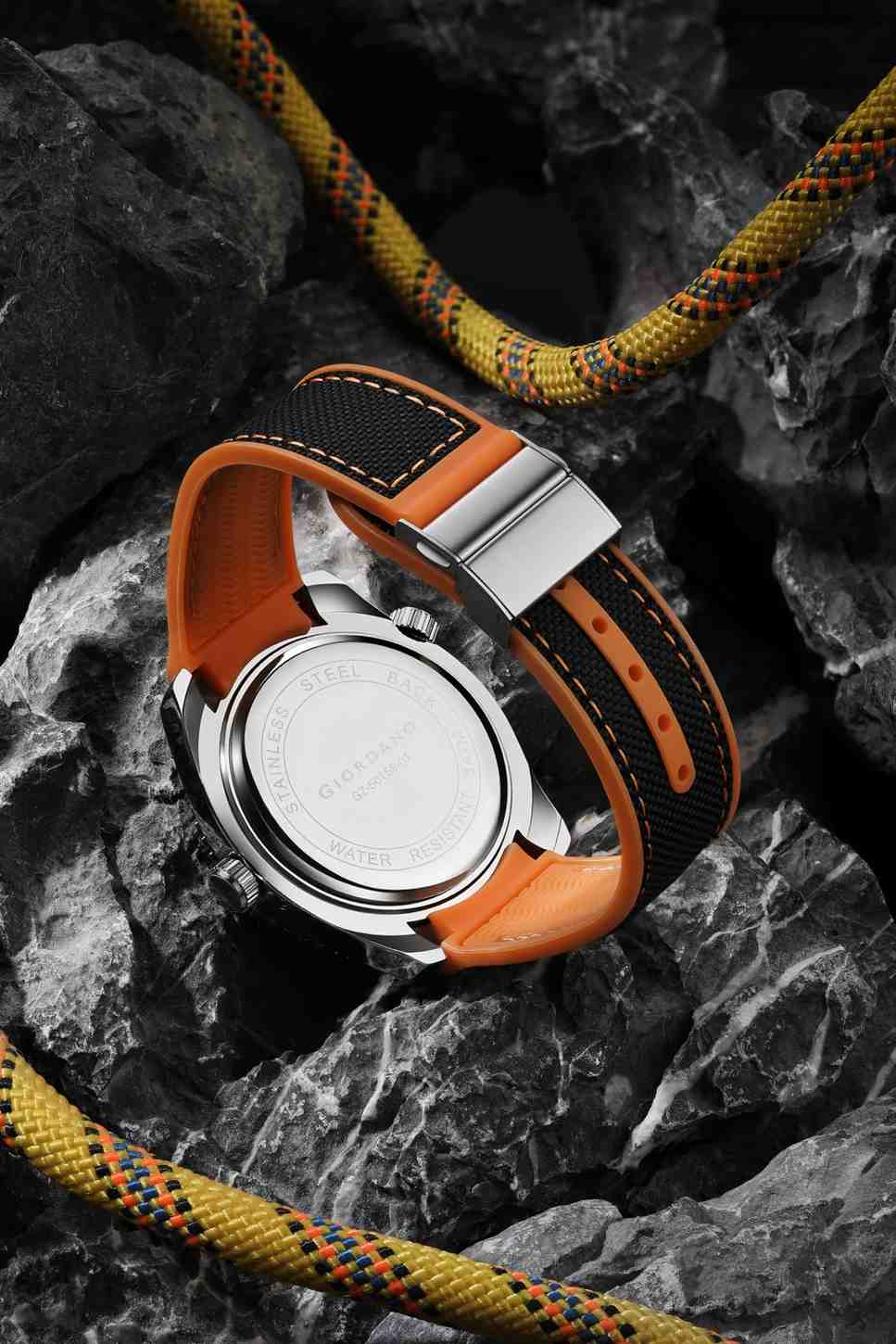 Giordano Analog Quartz Watch For Men – Round Dial with Rotating Bezel, Luminous Hour Markers, Silicone Strap, Date Display GZ-50159-01 - Image 4