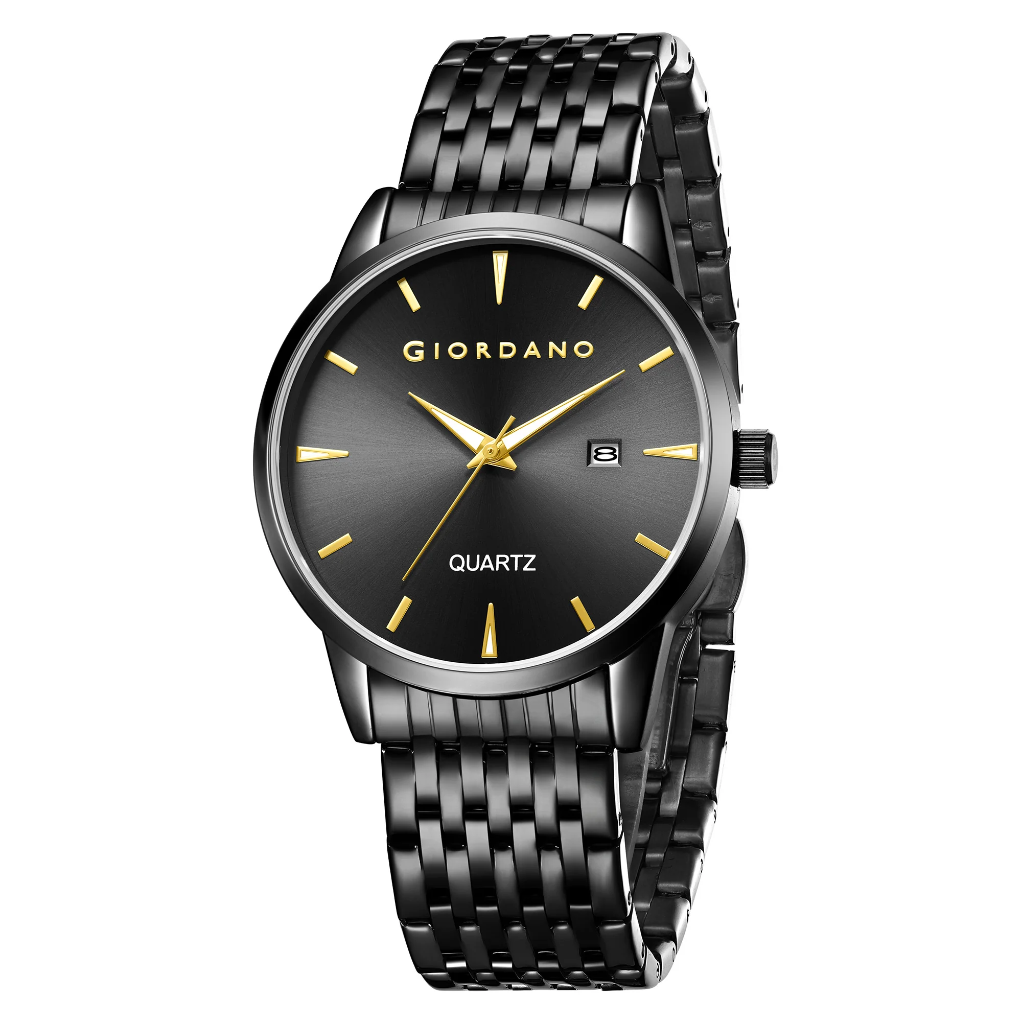 Giordano Analog Quartz Watch for Men with Black Sunray Dial, Gold-Tone Hands & Hour Markers, Date Display, Black Stainless Steel Strap and 3 ATM Water Resistant - GZ-50169-11 - Image 5