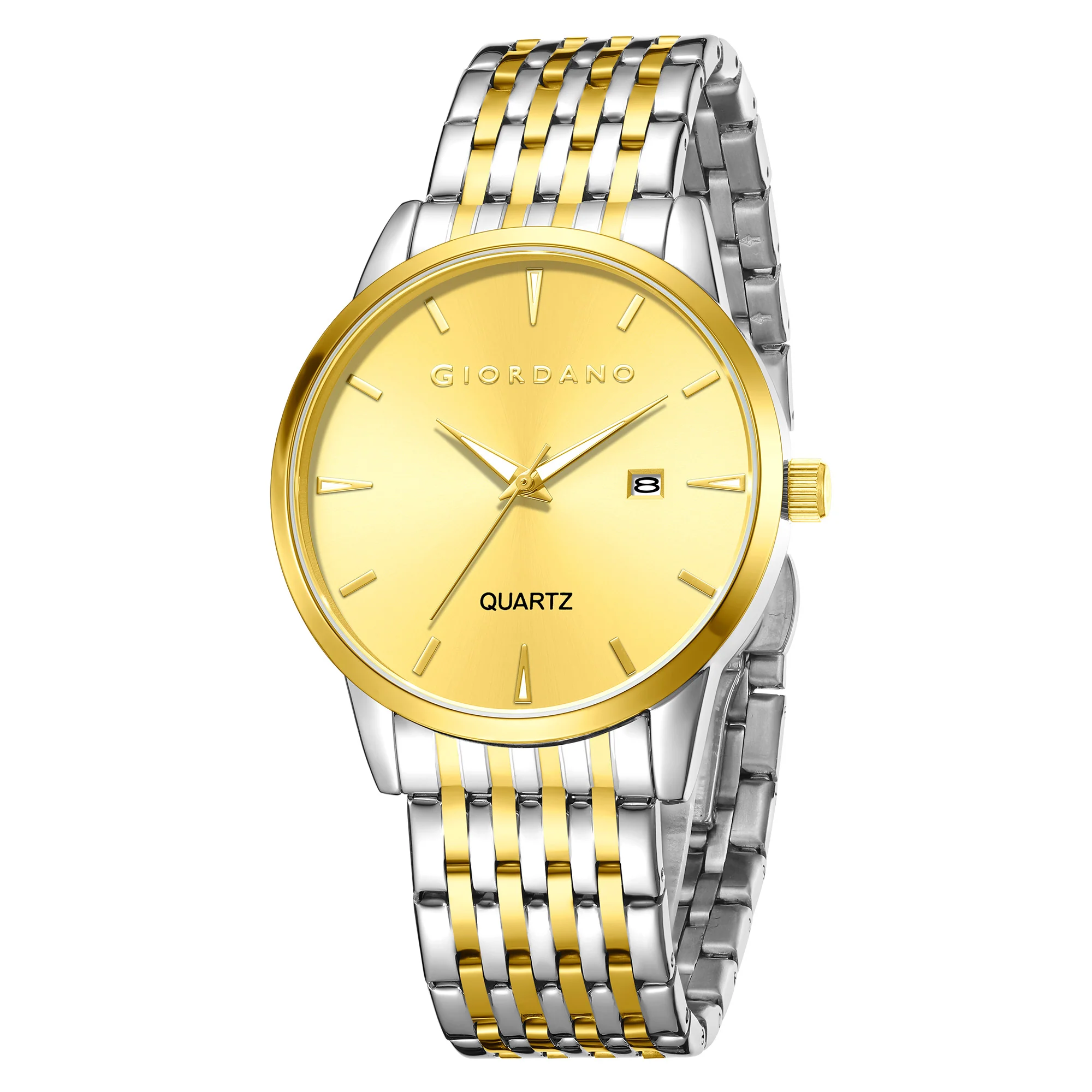 Giordano Analog Quartz Watch for Men with Black Sunray Dial, Gold-Tone Hands & Hour Markers, Date Display, Black Stainless Steel Strap and 3 ATM Water Resistant - GZ-50169-22 - Image 5