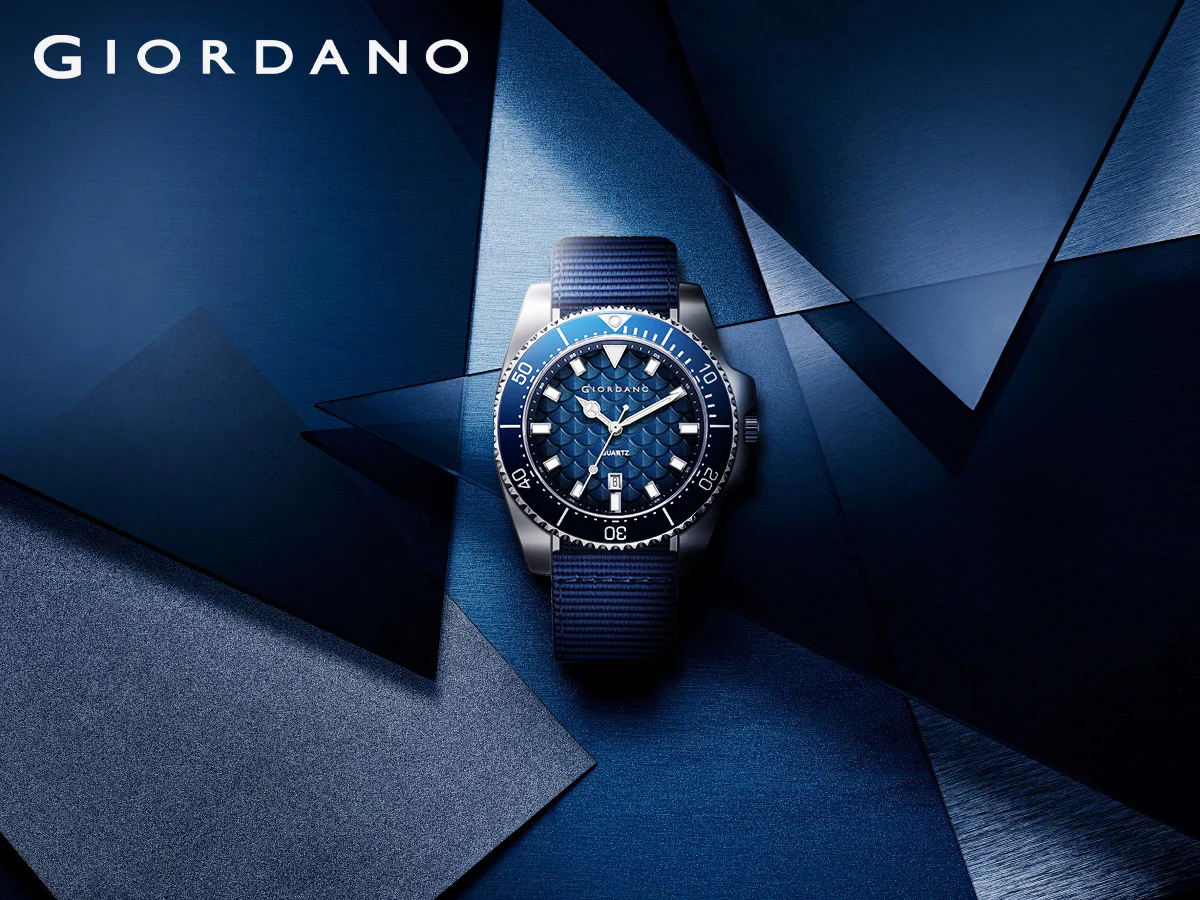 Giordano Analog Quartz Watch for Men with Black Textured Fish Scale Dial, Luminous Hands & Markers, Date Window, Nylon NATO Strap, Rotating Bezel GZ-50195-22 - Image 6
