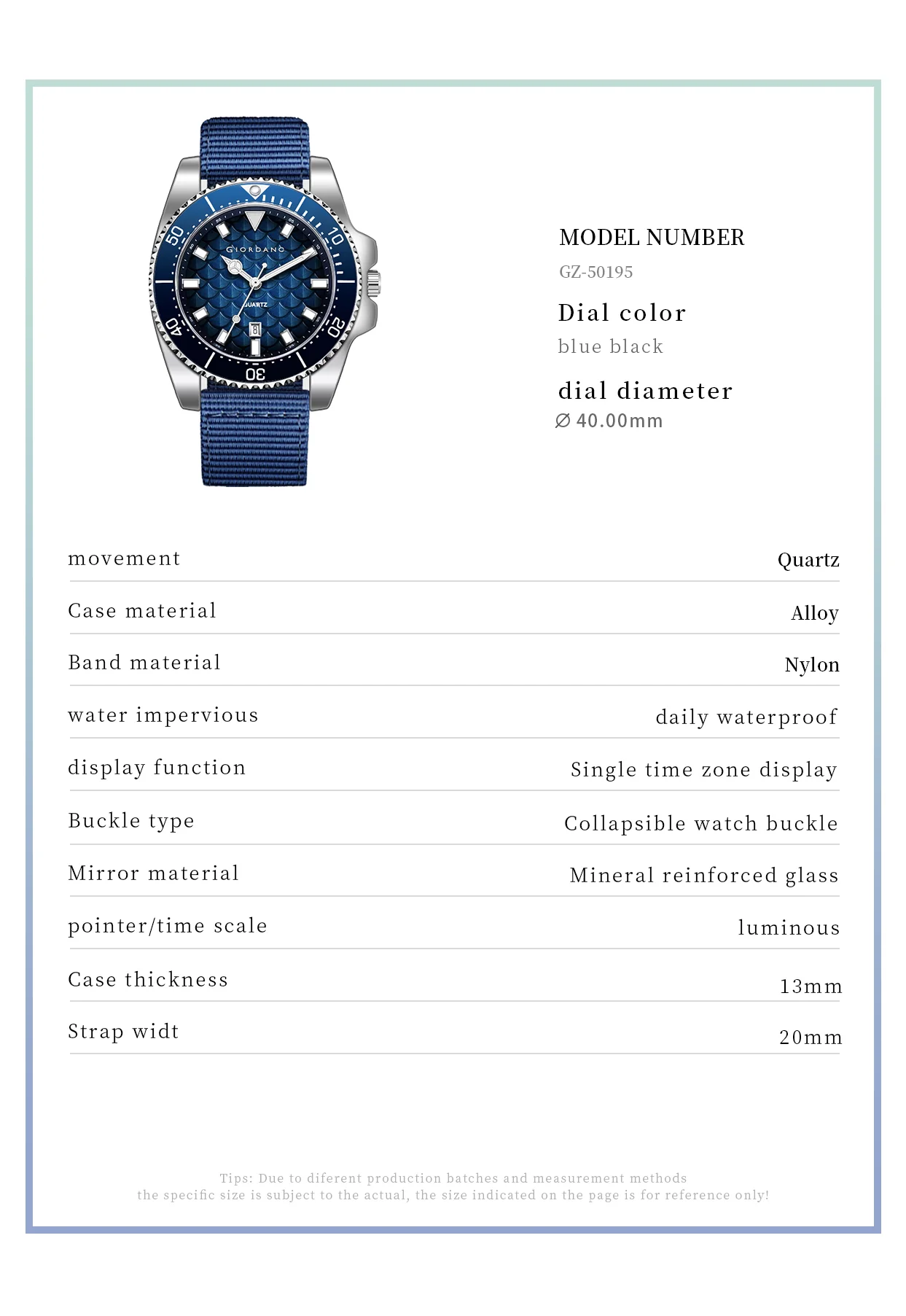 Giordano Analog Quartz Watch for Men with Black Textured Fish Scale Dial, Luminous Hands & Markers, Date Window, Nylon NATO Strap, Rotating Bezel GZ-50195-22 - Image 7