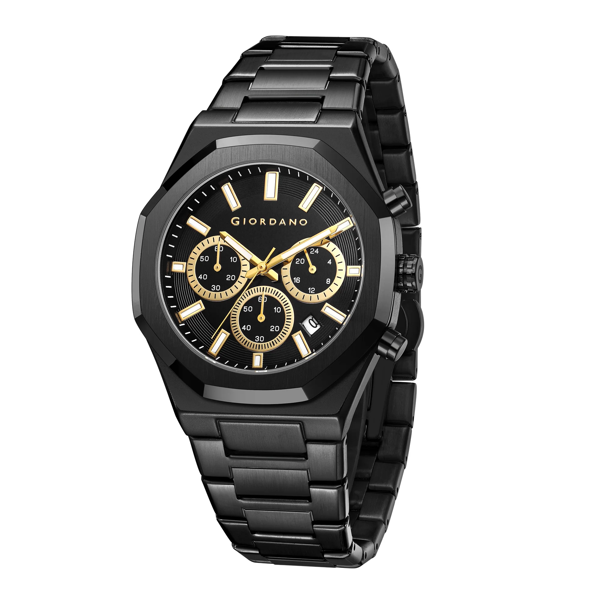 Giordano Analog Quartz Watch for Men with Textured Black Dial, Gold-Tone Hands & Hour Markers, Date Display, Two-Tone Stainless Steel Strap, Gold Bezel and 3 ATM Water Resistant - GZ-50170-11 - Image 5