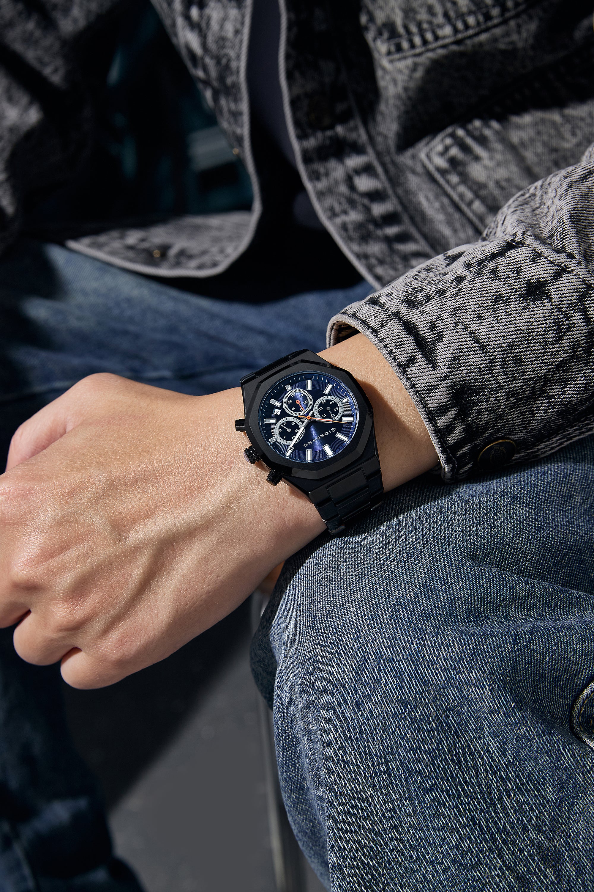 Giordano Analog Quartz Watch for Men with Textured Dial with Date Display, Luminous Hands & Markers, Stainless Steel Strap and 3 ATM Water Resistant - GZ-50170-22 - Image 2