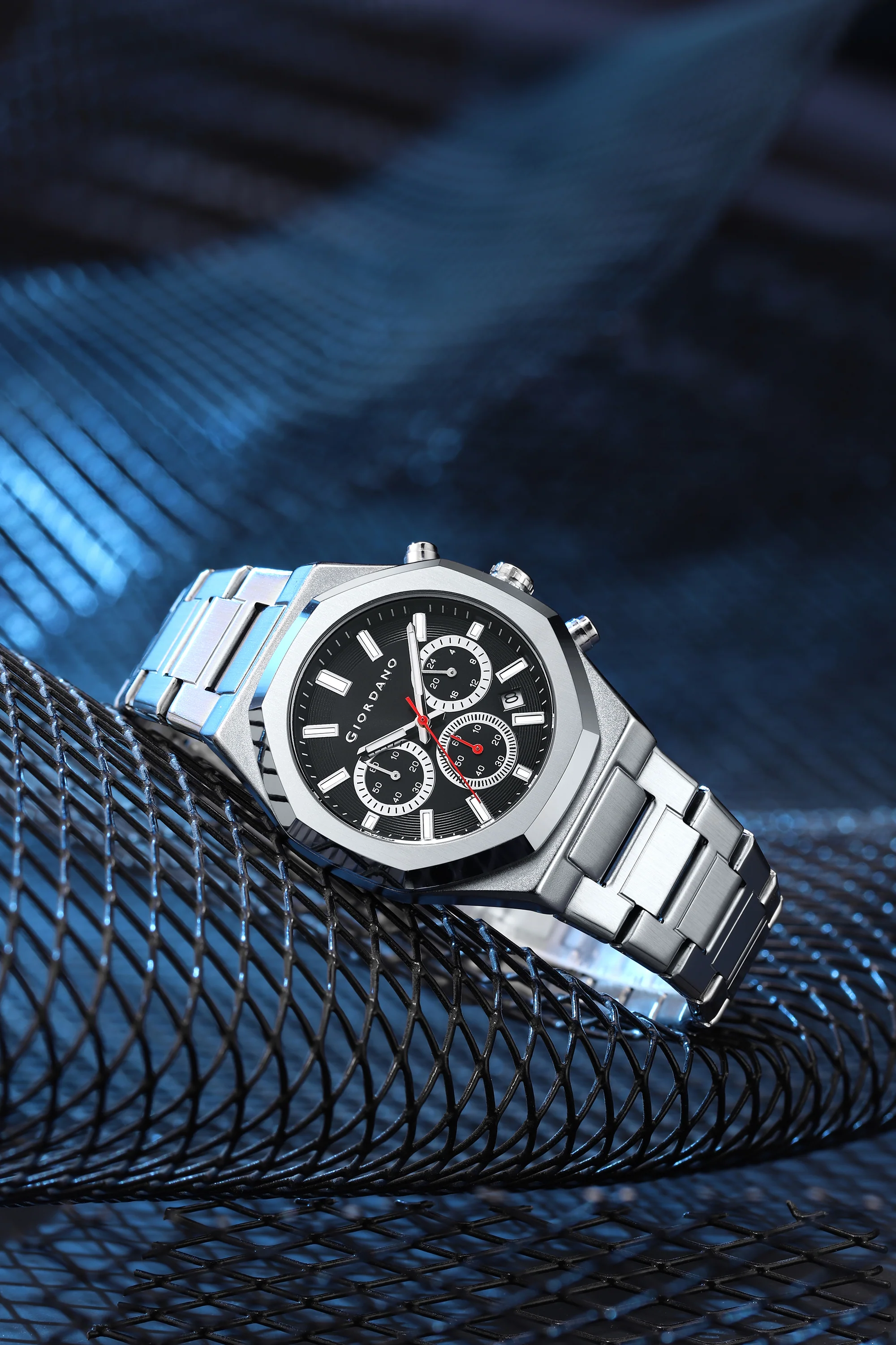 Giordano Analog Quartz Watch for Men with Textured Dial with Date Display, Luminous Hands & Markers, Stainless Steel Strap and 3 ATM Water Resistant - GZ-50170-33 - Image 3
