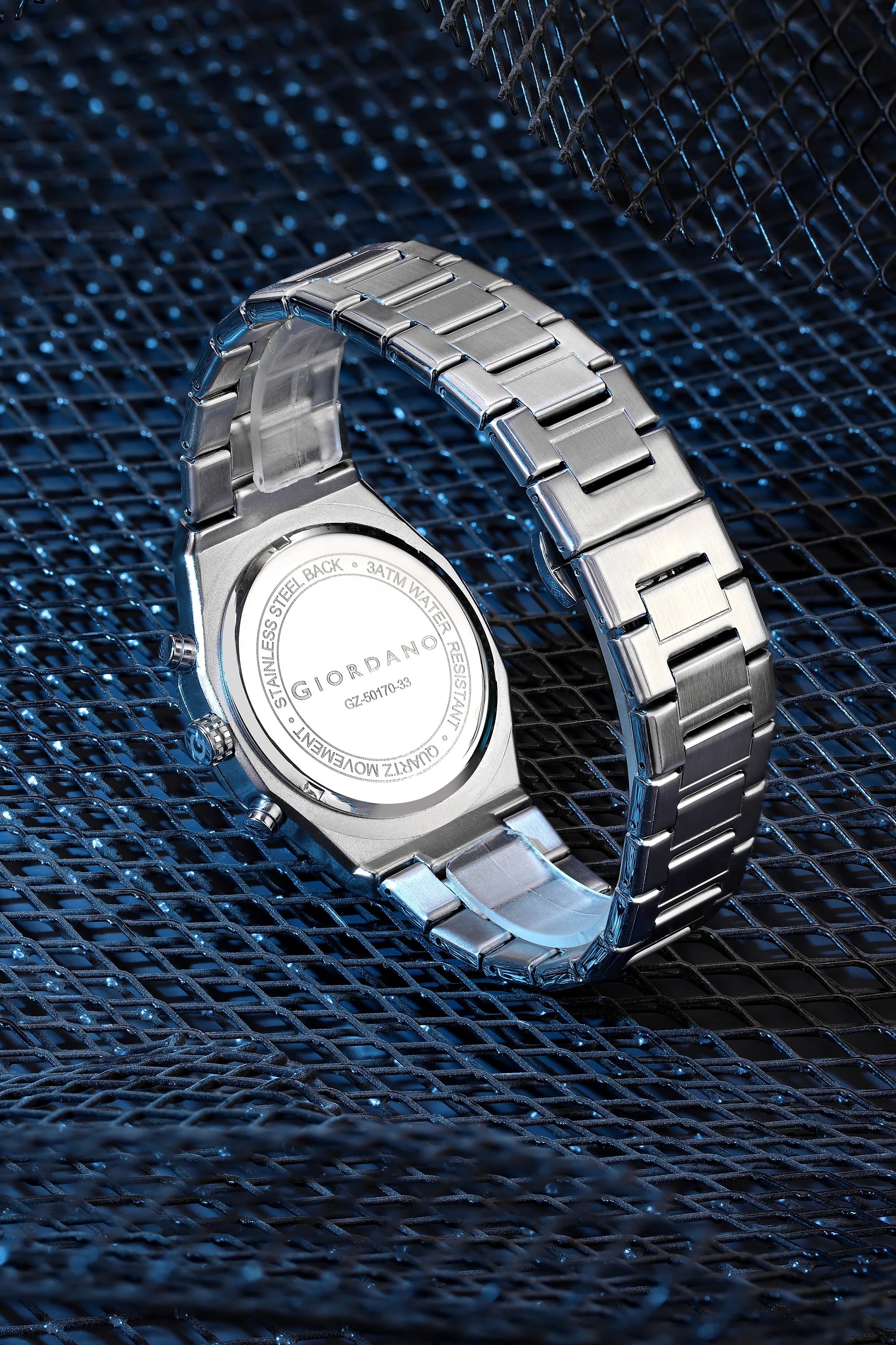 Giordano Analog Quartz Watch for Men with Textured Dial with Date Display, Luminous Hands & Markers, Stainless Steel Strap and 3 ATM Water Resistant - GZ-50170-33 - Image 4